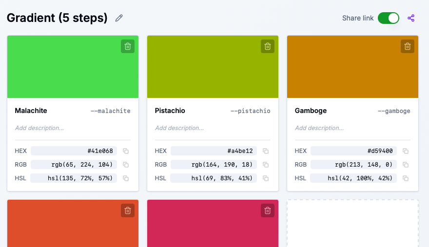 Share Palette Feature